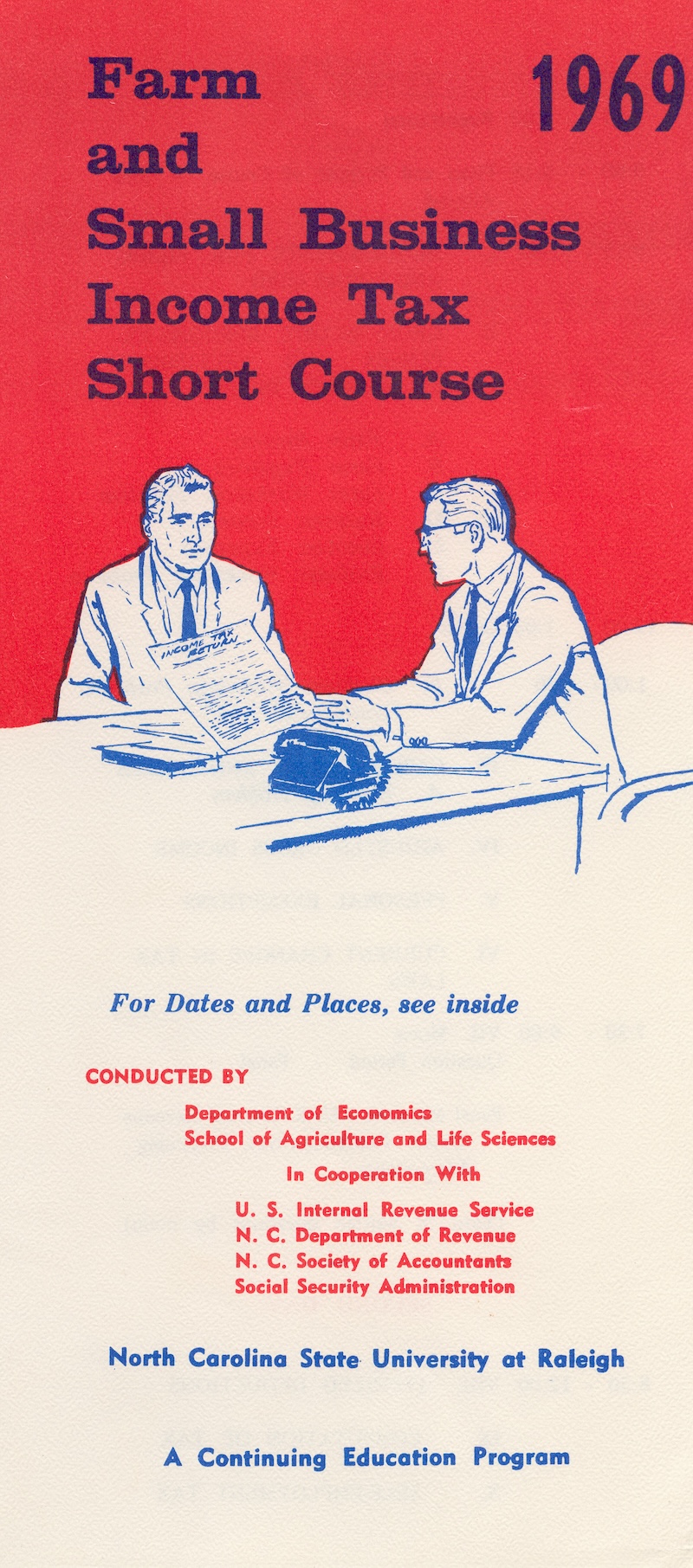 Flyer for the 1960 Farm and Small Business Income Tax Short Course