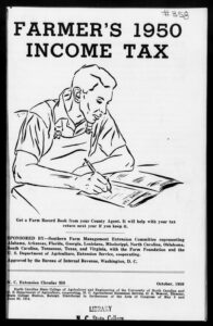 Flyer for the Farmer's 1950 Income Tax short course