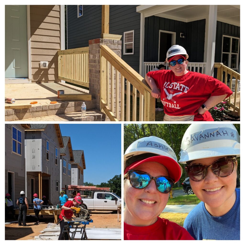 Ashley Schwed and Savannah Vince volunteering with the Habitat for Humanity. 