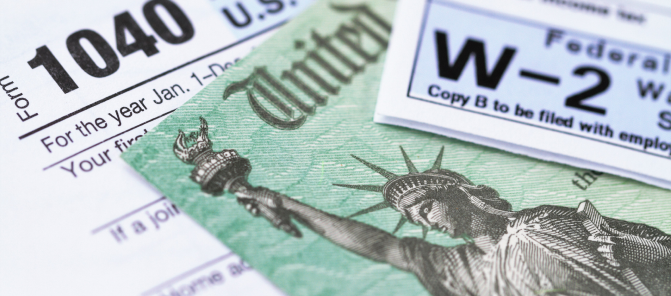 Image of 1040 and W-2 documents