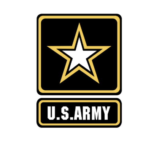 US Army Logo that says US ARMY and has a Star in black yellow and white